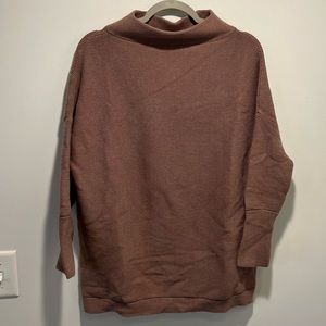 Oversized funnel neck sweater, size XS, brown/taupe color